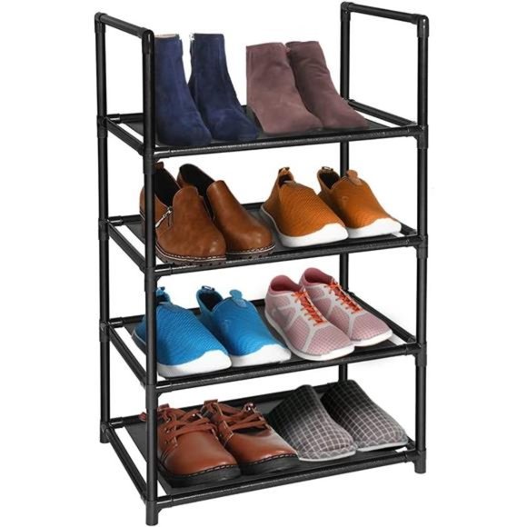 esonstyle 4 Tier Shoe Rack Lightweight Small Shoe Rack 6-8 Pairs Storage